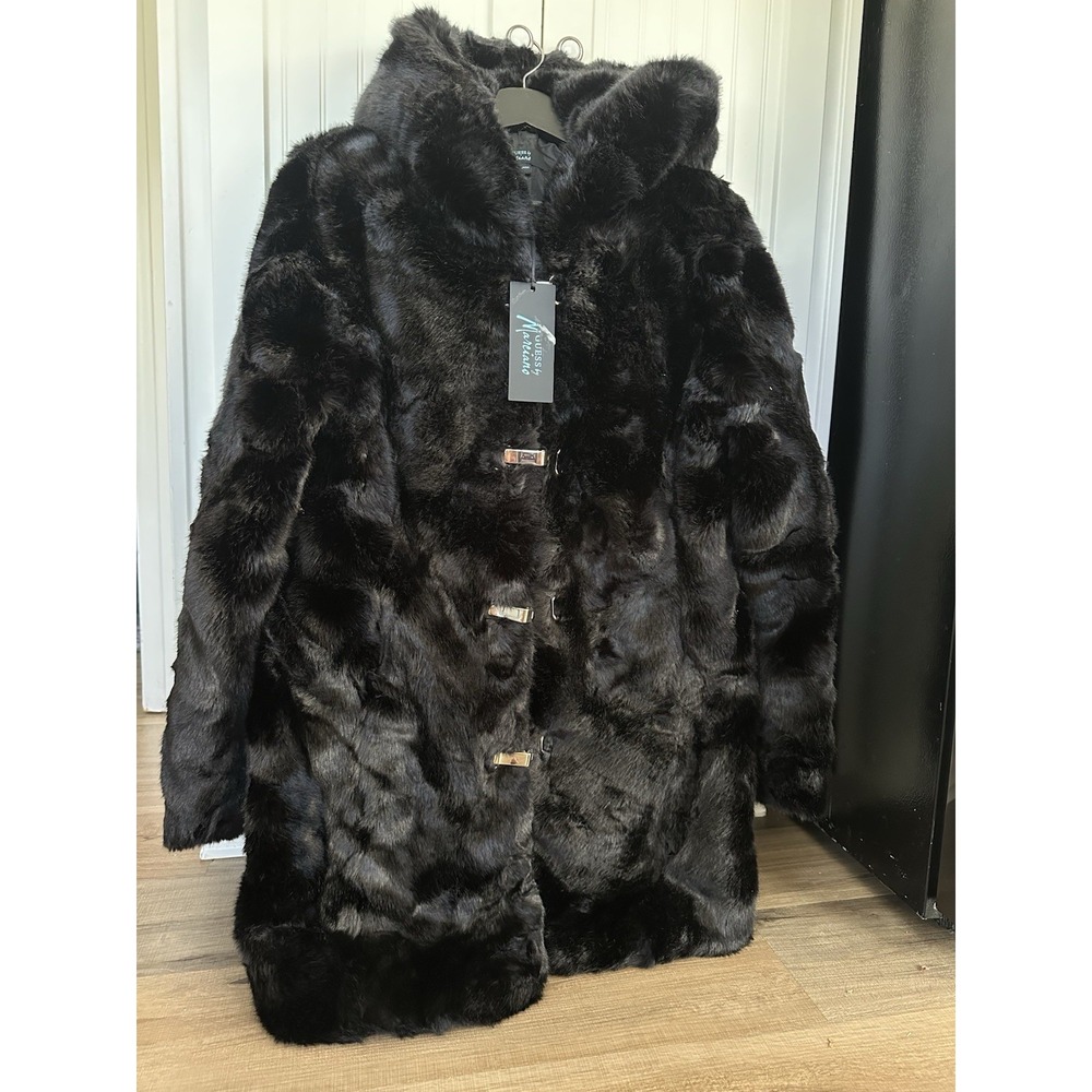 Guess by Marciano hooded faux fur toggle coat Size M